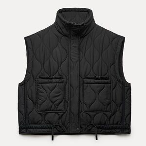 Black Quilted Vest Zara